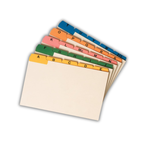 5"x8" ACCO Multi-colour Alphabet Index Card